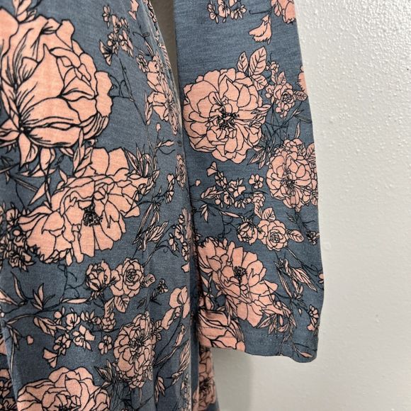 Moosungeek Dress Women Large Blue Floral All Over Print Long Sleeve Surplice - Picture 9 of 15